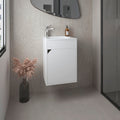 Bethel Floating Wide One-Door Vanity With Resin Sink And Two Shelves, Bathroom Storage, White