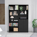 Layton 2 Piece Home Bookcase set, 49' Wide with 8 Shelves and Double Door Cabinet, Living Room Set Black