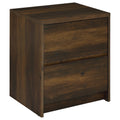 Geary Dark Pine 2-Drawer Nightstand with LED Lights and USB Charging Ports in Dark Green, Engineered Wood