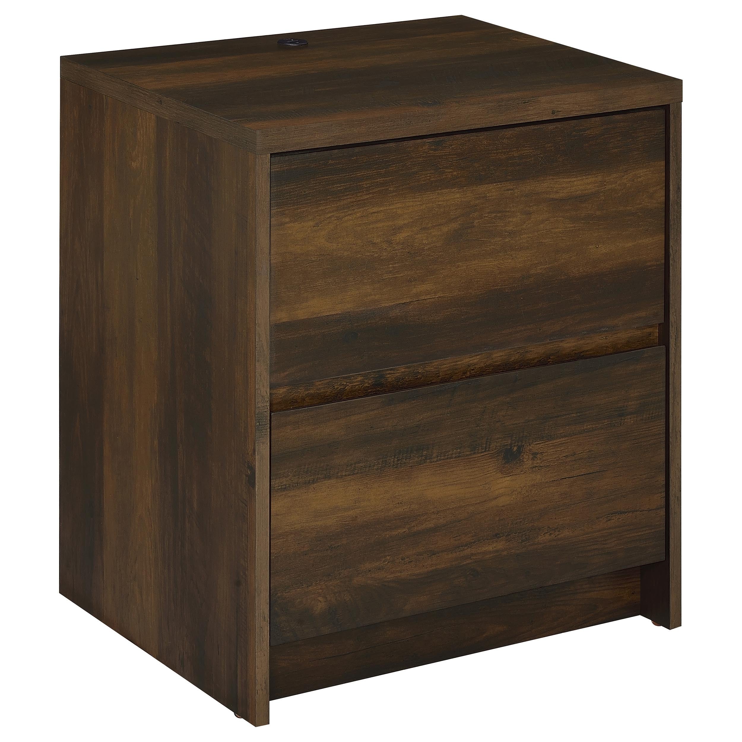 Geary Dark Pine 2-Drawer Nightstand with LED Lights and USB Charging Ports in Dark Green, Engineered Wood