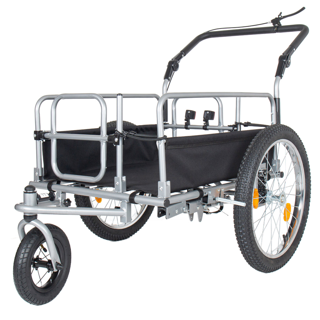 3-in-1 Heavy-Duty Bike Cargo Trailer - Upgraded 20'x2.6' Wide Fat Tires, 150lbs Capacity, Steel Frame, Convertible Stroller & Pull Cart w/Suspension