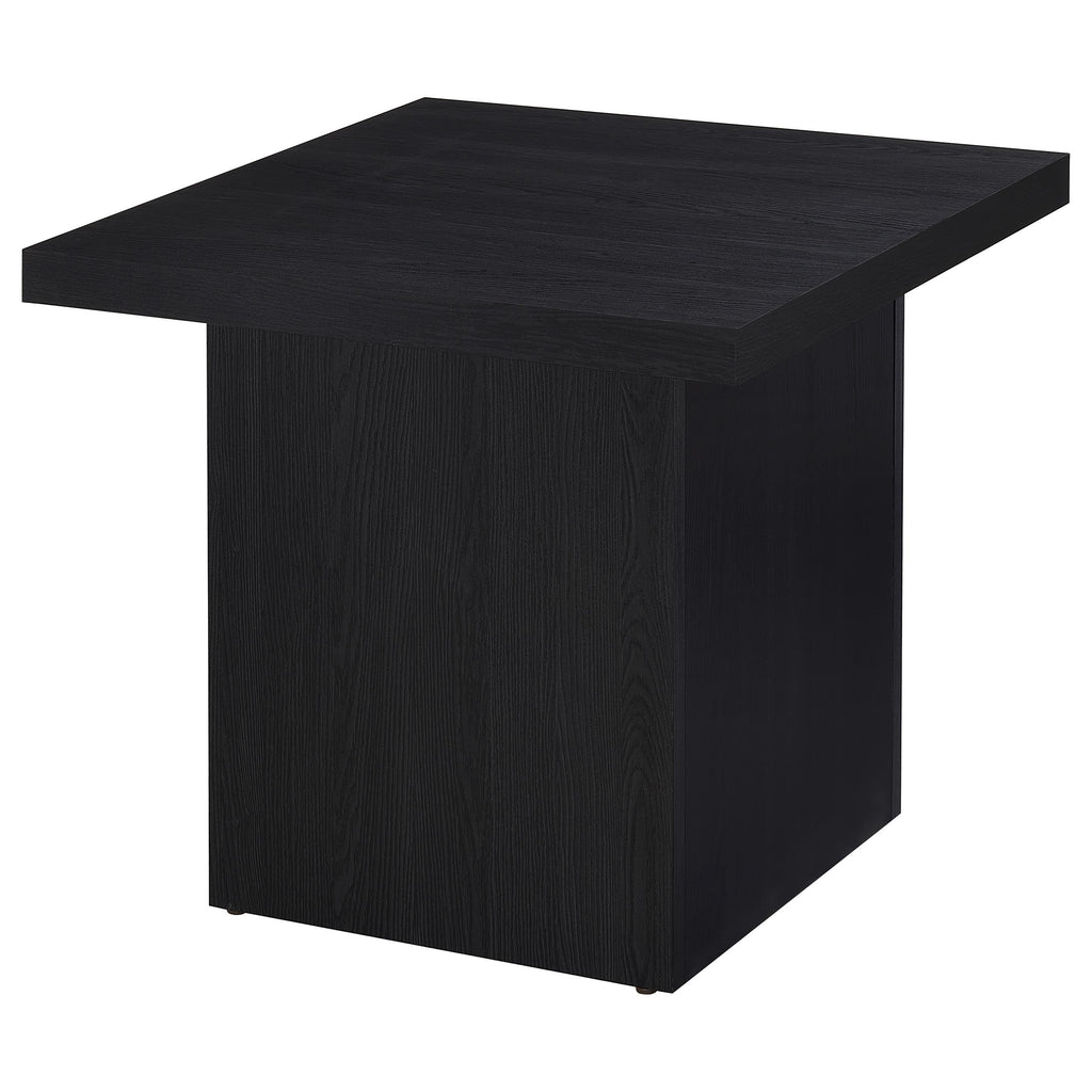 Exeter Black Square End Table: Modern Minimalist Design with Smooth Veneer Finish, Engineered Wood Construction, 23.5 x 23.5 x 21.75 inches