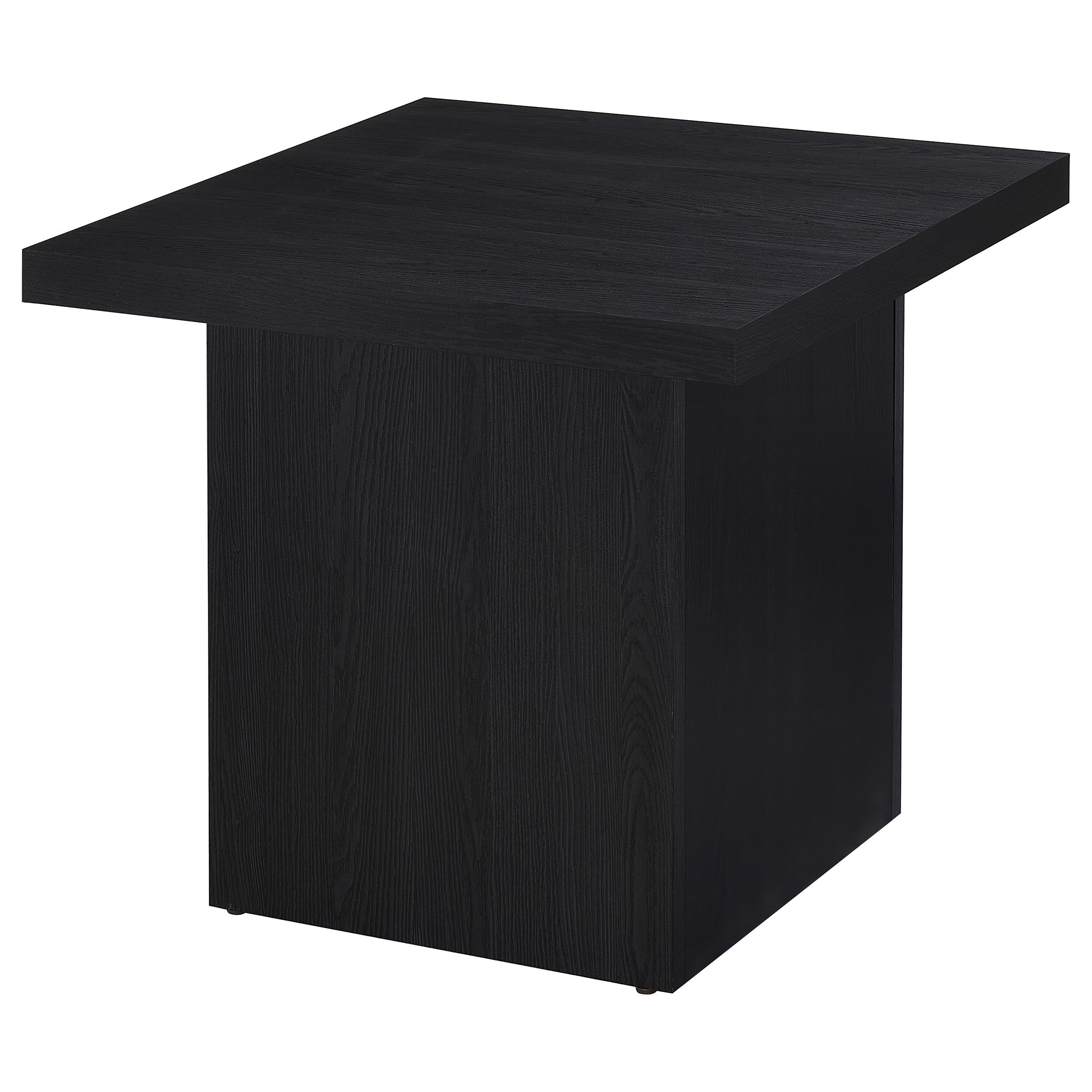 Exeter Black Square End Table: Modern Minimalist Design with Smooth Veneer Finish, Engineered Wood Construction, 23.5 x 23.5 x 21.75 inches