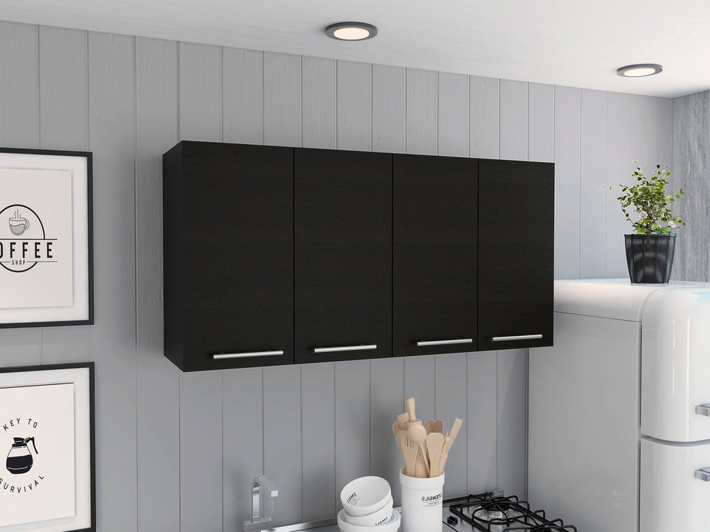 Rectangle Four Swing Doors Wall Cabinet Wenge