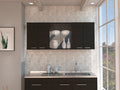 Superior 150 Wall Cabinet With Glass, Four Interior Shelves, Two Double Door -Black