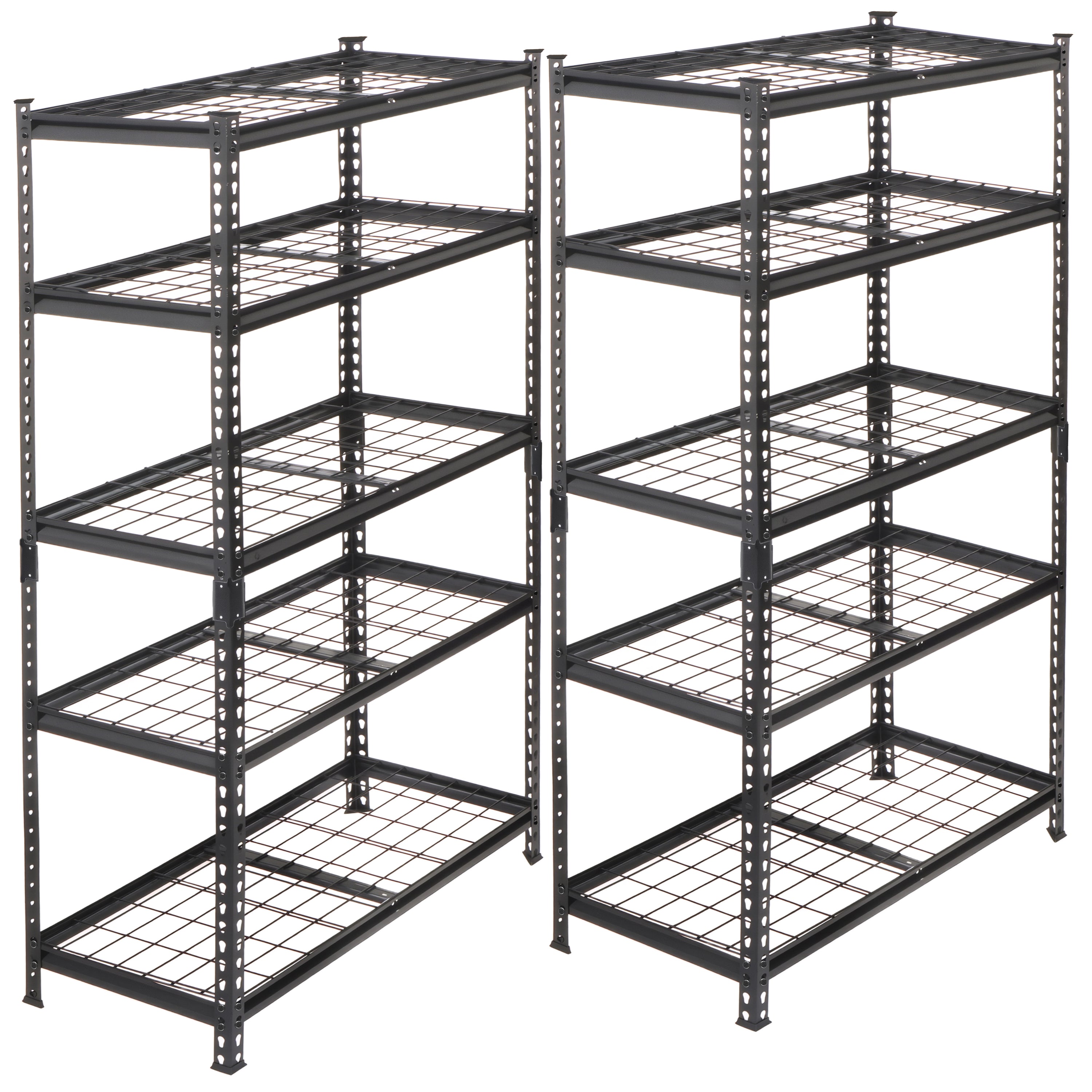 2-piece 5-Tier Storage Shelves set, Heavy-Duty Garage Shelving, Adjustable Shelving Unit, Steel Shelf, Boltless Assembly, for Garage, Shed, Black