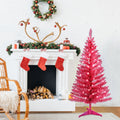 4FT Red Christmas Tree with 50 UL Lights, 122 PVC Tips – Prelit Artificial Holiday Tree for Indoor Decoration, Small Space, Tabletop, Apartment, or Office
