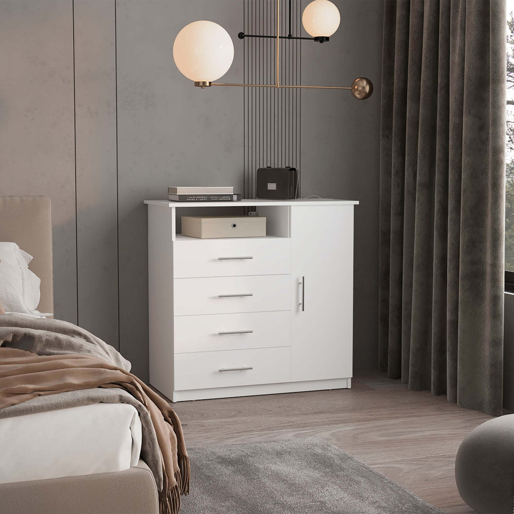 Baylon 4-Drawer 1-Shelf Dresser White