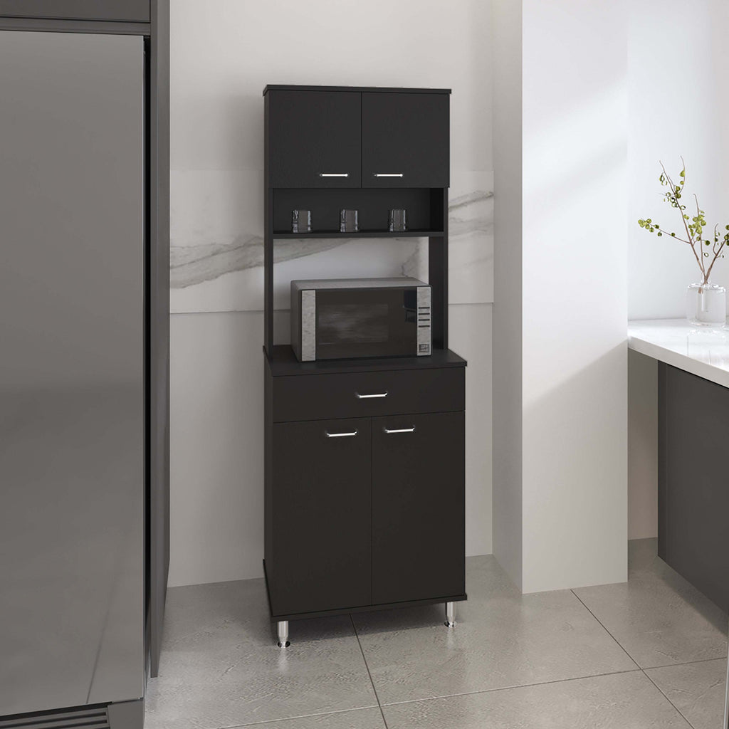 1-Drawer 1-Shelf Area Pantry with Adjustable Metal Legs Wenge