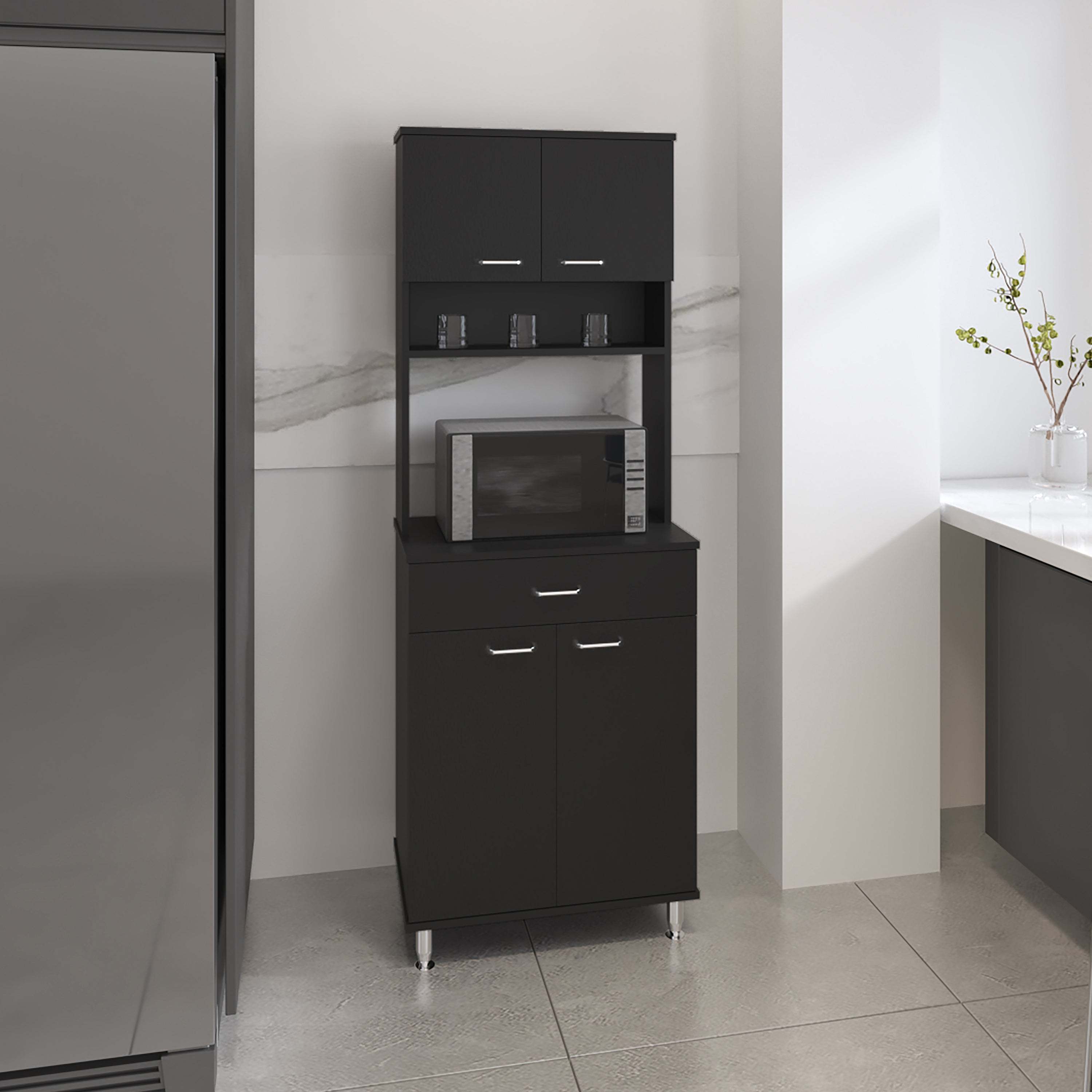 1-Drawer 1-Shelf Area Pantry with Adjustable Metal Legs Wenge