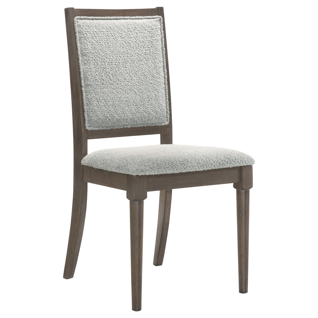 Perkins Dark Brown Upholstered Dining Side Chair Set of 2 with Textured Backrest and Wood Frame