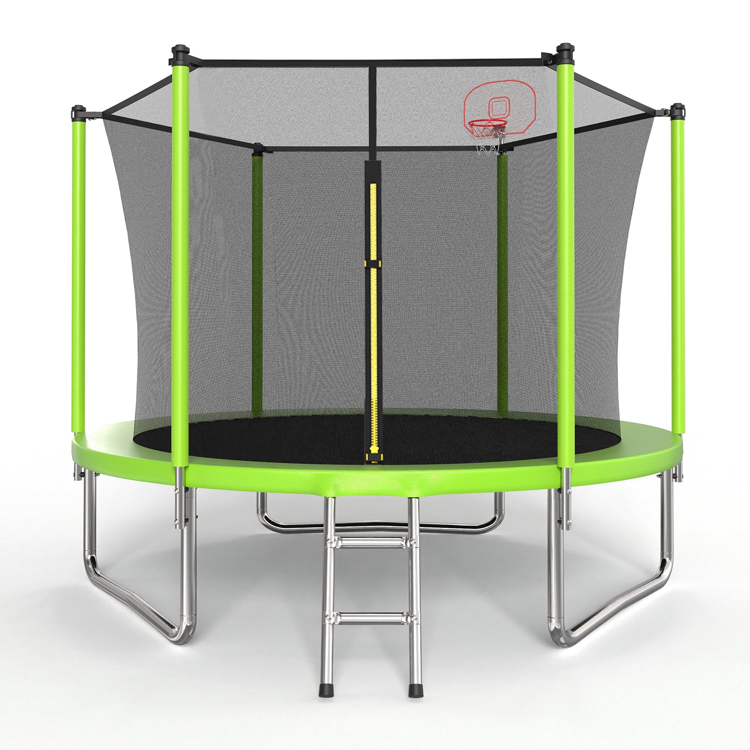 10FT Trampoline for Kids, Basketball Hoop and Ladder, Outdoor Kids Trampoline with Safety Enclosure,Fast Assembly for Backyard Fun,ASTM Approved