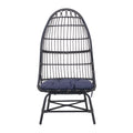 ELON Cocoon Chair Basket Shape Gray Faux Rattan Iron 53.00 in. H