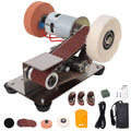 Mini Belt Sander, Electric Small Sander Knife Making Supplies, 7 Adjustable Speed Electric Knife Sharpener, Power Belt Grinder for Woodworking, Metal Working DIY