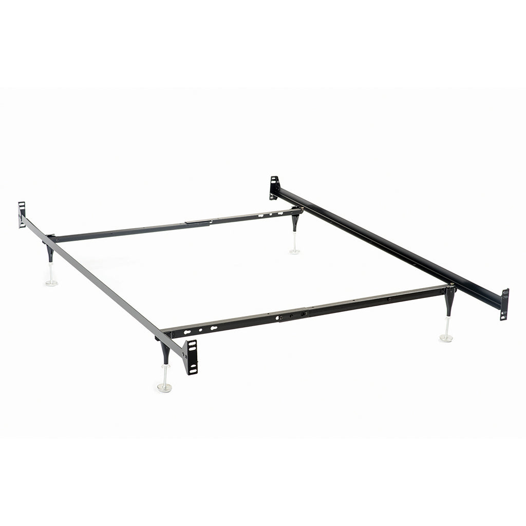 Renee Black Metal Twin or Full Bed Frame with Reinforced Center Beam and Bolt-On Construction