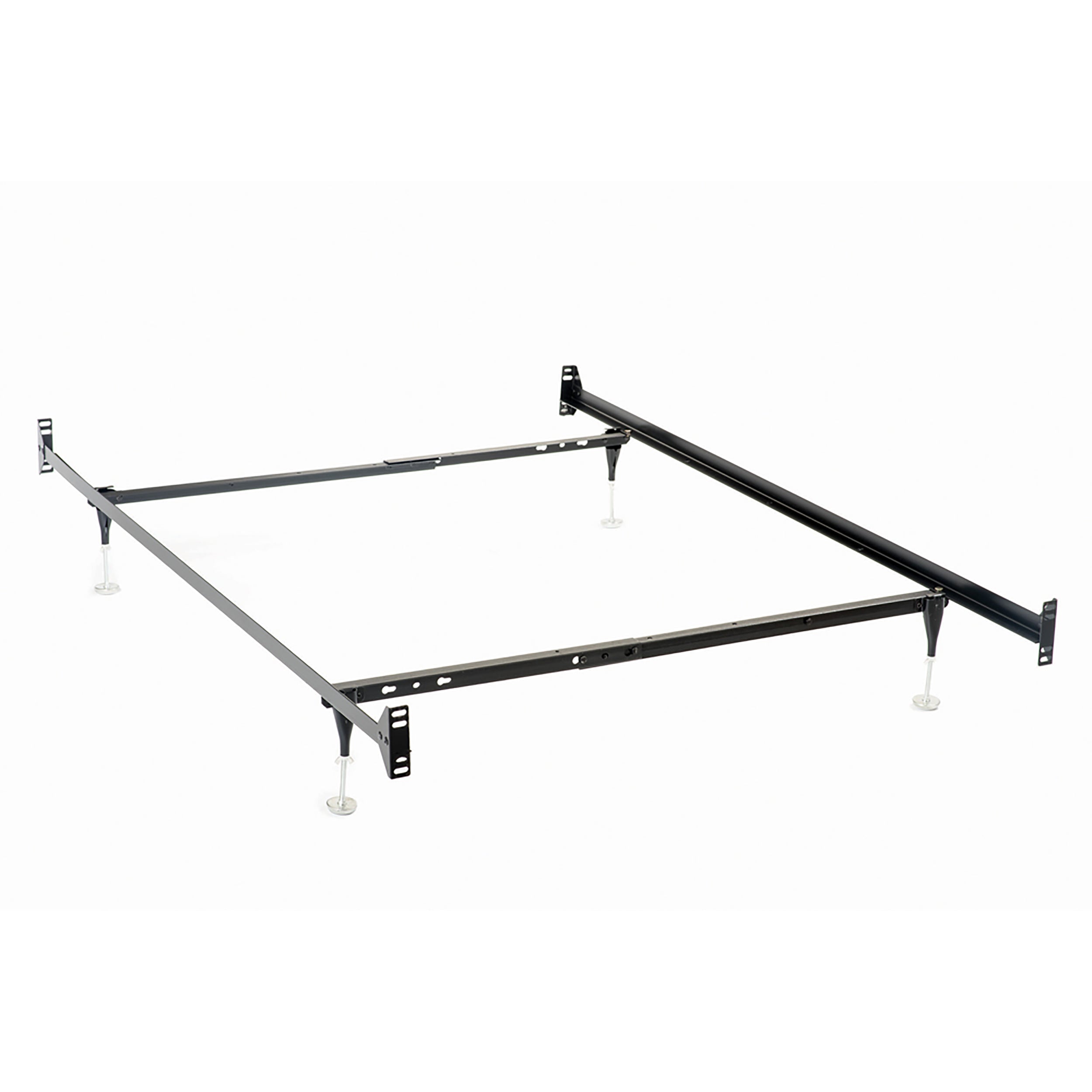 Renee Black Metal Twin or Full Bed Frame with Reinforced Center Beam and Bolt-On Construction
