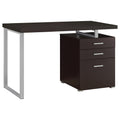 Cappuccino 3-Drawer Reversible Office Desk with Silver Metal Legs, Wood Finish, 47.25in W x 23.5in D x 30in H