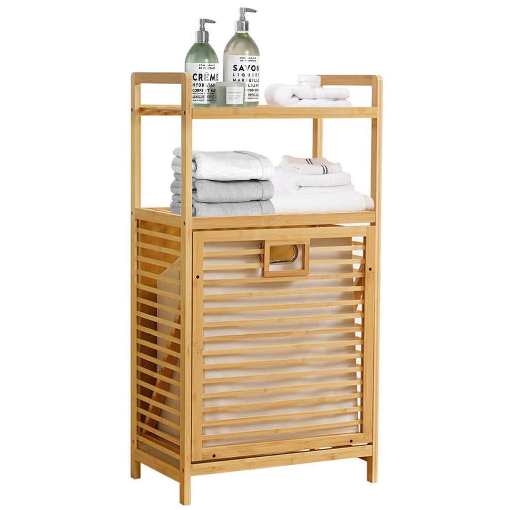 Laundry Hamper with 2-Tier Shelves & Tilt Out Basket, Laundry Baskets Organizer Hampers Bathroom Storage Shelf for Laundry Room, Bathroom, Nursery, Bedroom, Guest Room, Closet (2 Tier - Large)
