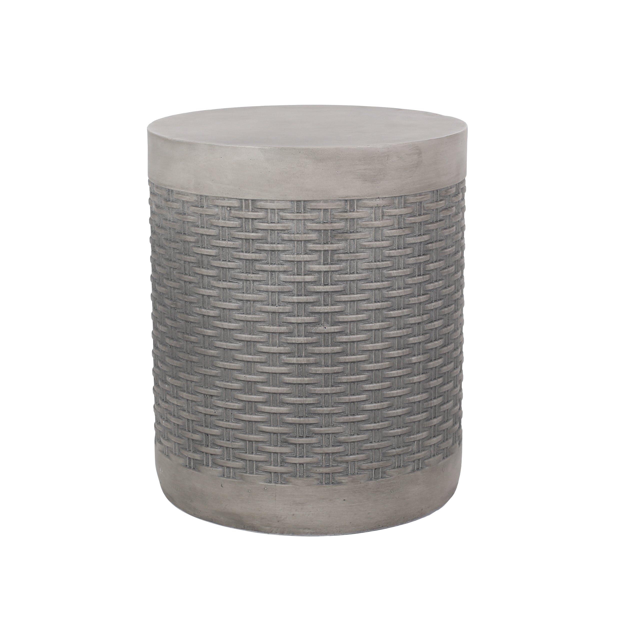 Modern Outdoor Lightweight End Table Round Concrete Side Table in Natural Magnesium Oxide