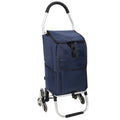 Shopping Stair Trolley with Wheels,Trolley Black Foldable Shopping Cart,Removable Shopping Oxford Waterproof Bag,Stainless Steel Triangular Wheels, Blue