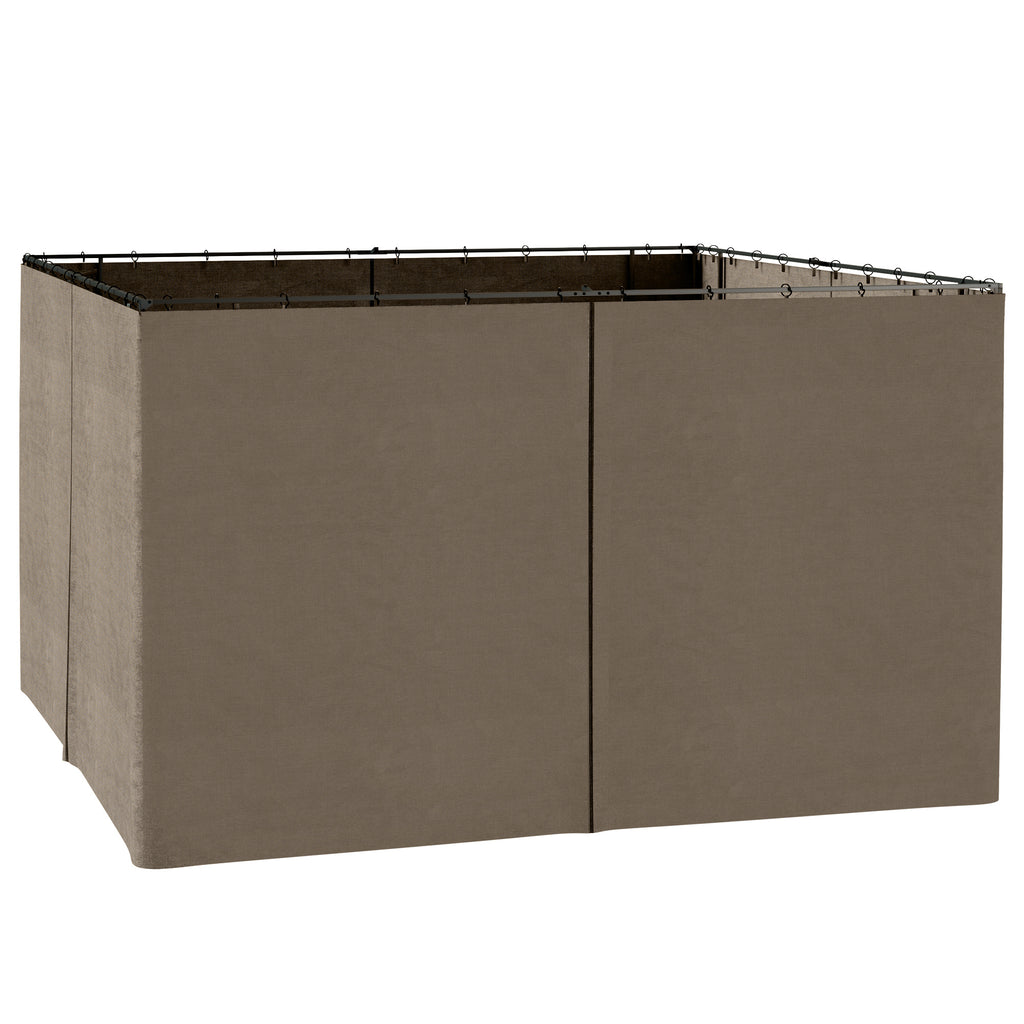 Outsunny 10' x 12' Universal Gazebo Sidewall Set with Panels, Hooks and C-Rings Included for Pergolas and Cabanas, Dark Brown