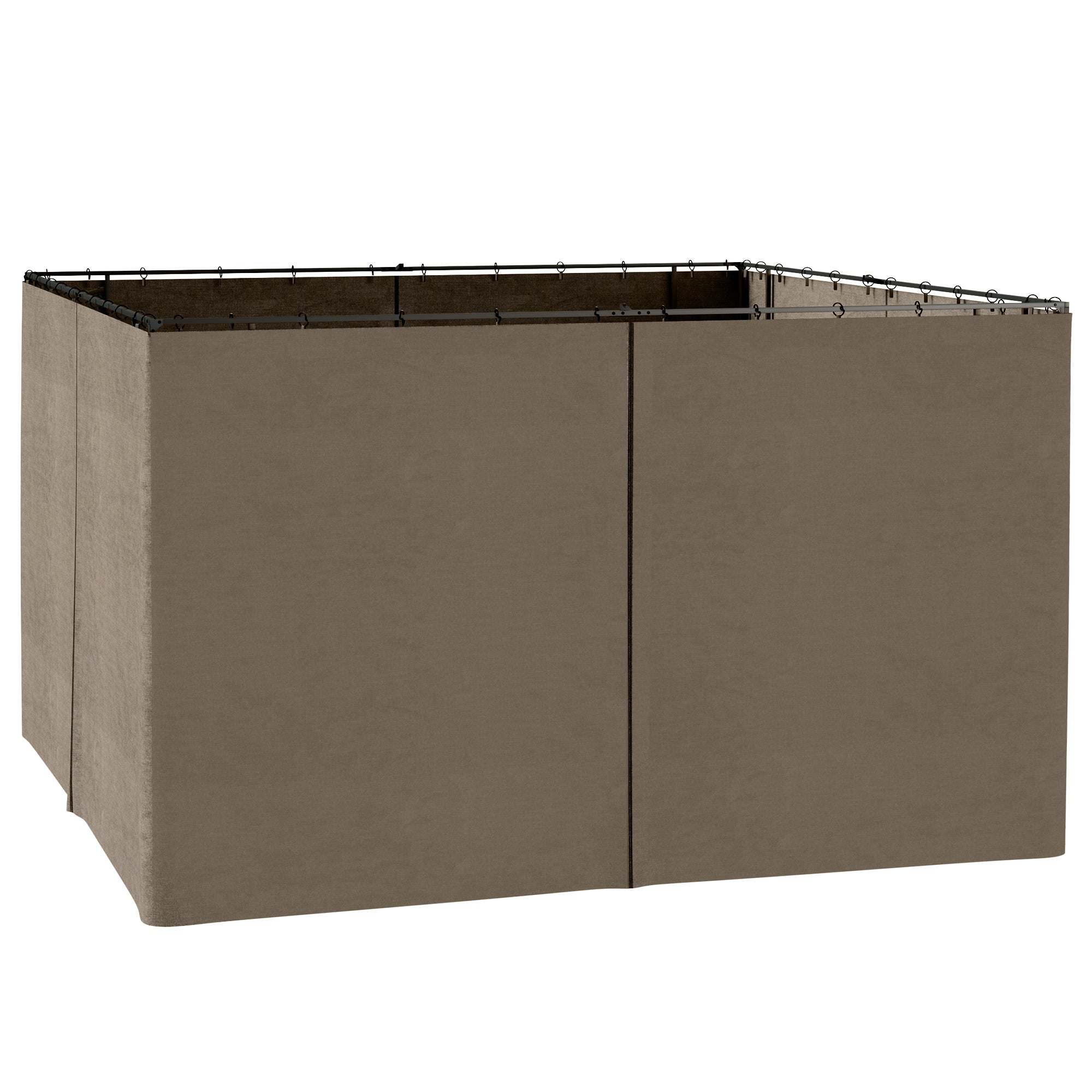 Outsunny 10' x 12' Universal Gazebo Sidewall Set with Panels, Hooks and C-Rings Included for Pergolas and Cabanas, Dark Brown