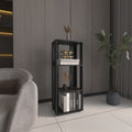 Eco 39' Tall Four-Tier Bookcase, Living Room, Storage Cabinet, Shelves Black