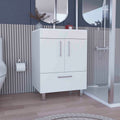 Velloc Single Bathroom Vanity, Double Door Cabinet, One Drawer -White