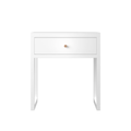 Modern White Nightstand with Drawer, Minimalist Bedside Table in White Finish, Engineered Wood with Wood Knob, Compact End Table for Bedroom or Small Space, Easy Assembly