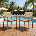 MP2, Durable Outdoor Dining Chair with Acacia Wood Frame, Handwoven Wicker Seat, Teak Finish, Patio Garden Furniture, (Compatible with Matching Table)