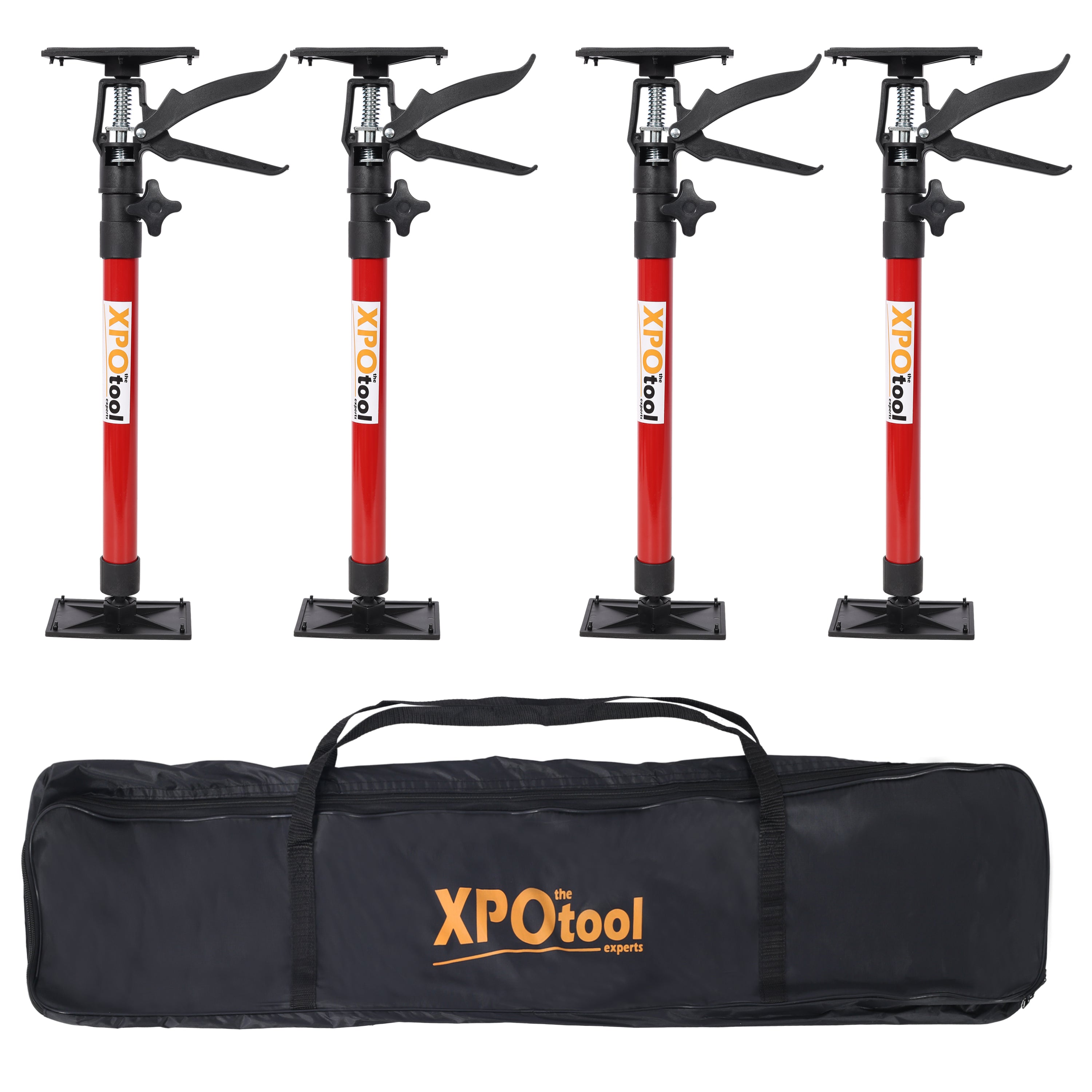 4 Pack Adjustable Support Pole,Steel 3rd Hand Support System,Support Rod for Jacks Cargo Bars Drywalls,Cabinet Jacks for Installing Cabinets,Extends from 20 to 45 Inch ,with carry bag