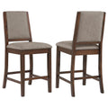 Allen Mango Oak Upholstered Counter Chair Set of 2 in Oak with Beige Fabric, Wood and Foam Construction, 41.5H x 19.25W x 22.25D