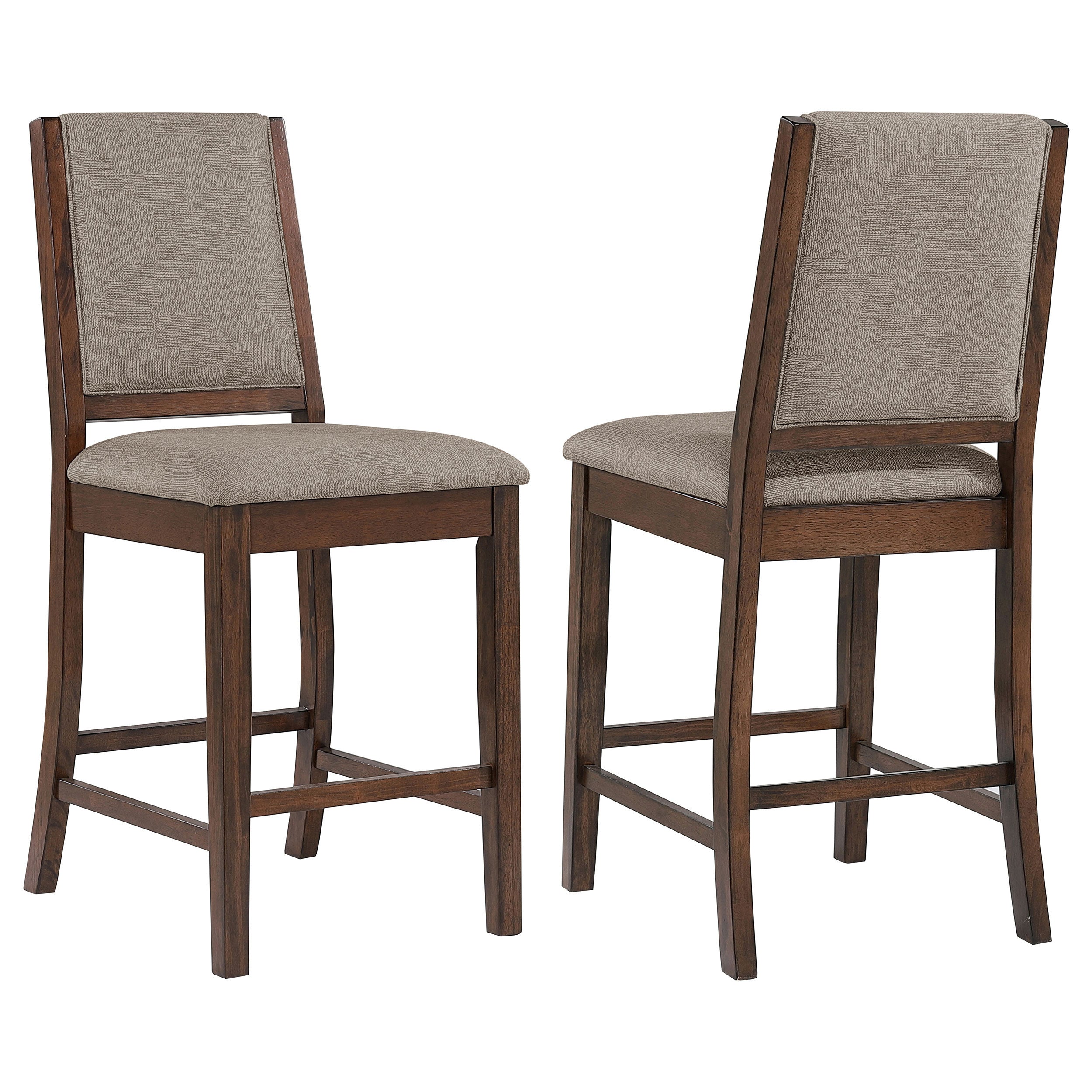 Allen Mango Oak Upholstered Counter Chair Set of 2 in Oak with Beige Fabric, Wood and Foam Construction, 41.5H x 19.25W x 22.25D