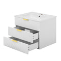 Modern White Wall Mounted Floating Cabinet with Double Drawer, Ceramic Rectangular Sink, 24inch Bathroom Vanity with Single Faucet Hole and Overflow