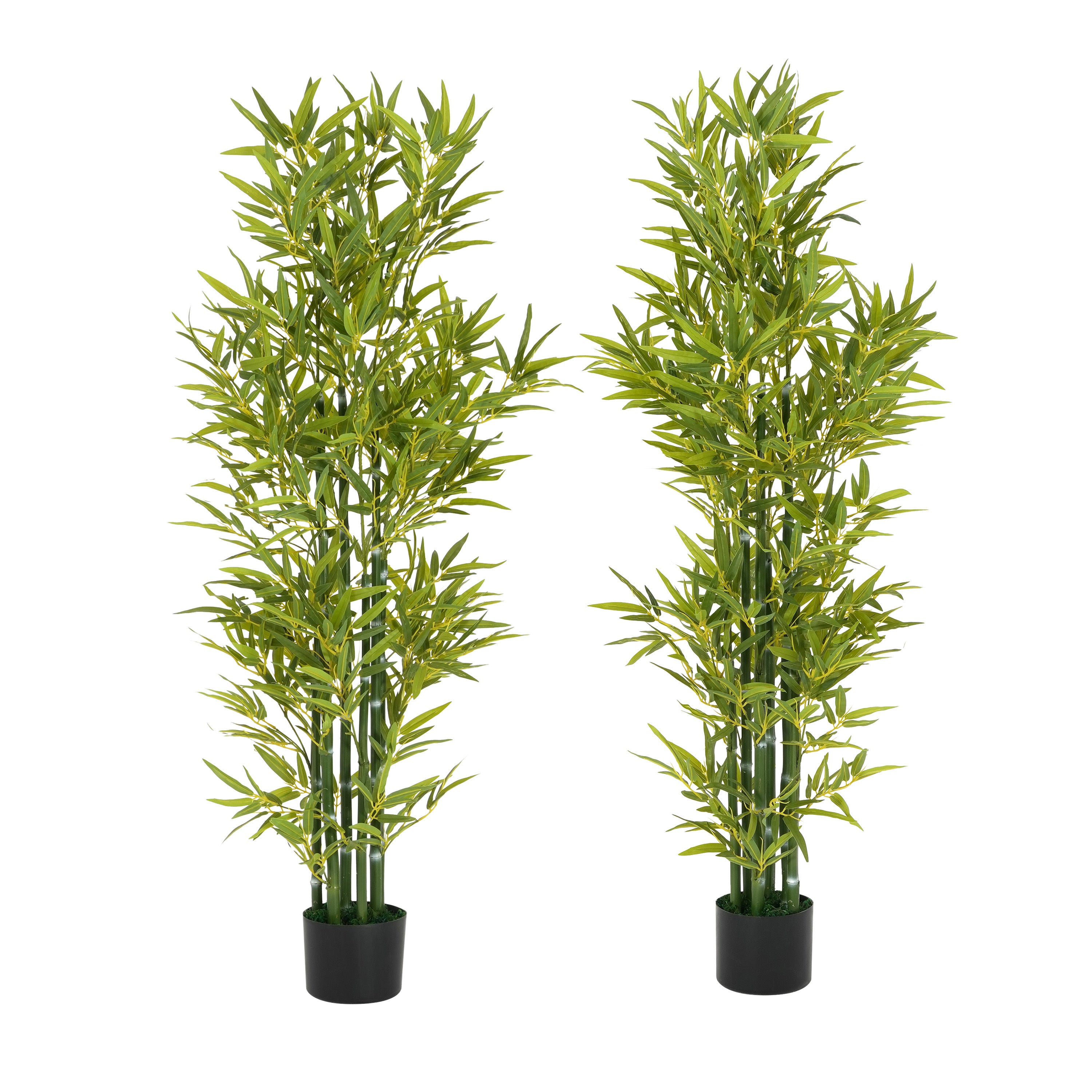 5' Artificial Bamboo with Black Plastic Pot, Set of 2