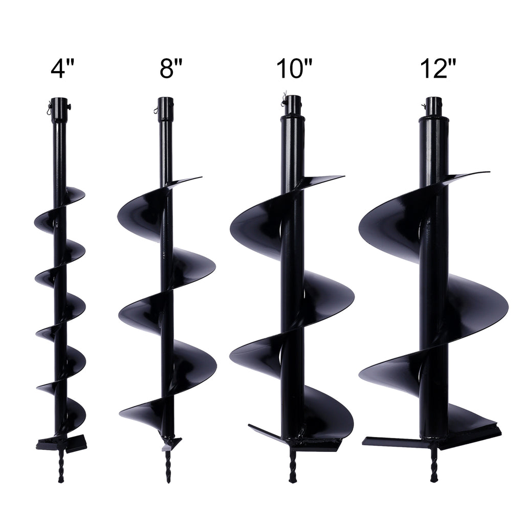 Auger Drill Bit for Planting Hole, Bulb Bedding Digging Post Hole Planting Tool for 3/4' Shaft Auger,Hole Digger Replacement Auger Bits Earth Auger Digging Bit 4IN+8IN+10IN+12IN