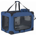 40'' Soft Dog Crates Kennel, 3-Door Portable Folding Pet Carrier with Mesh Windows, Straps and Fleece Mat for Dogs, Cats, Rabbits, Meeting the needs for indoor, outdoor, and travel use, Dark Blue