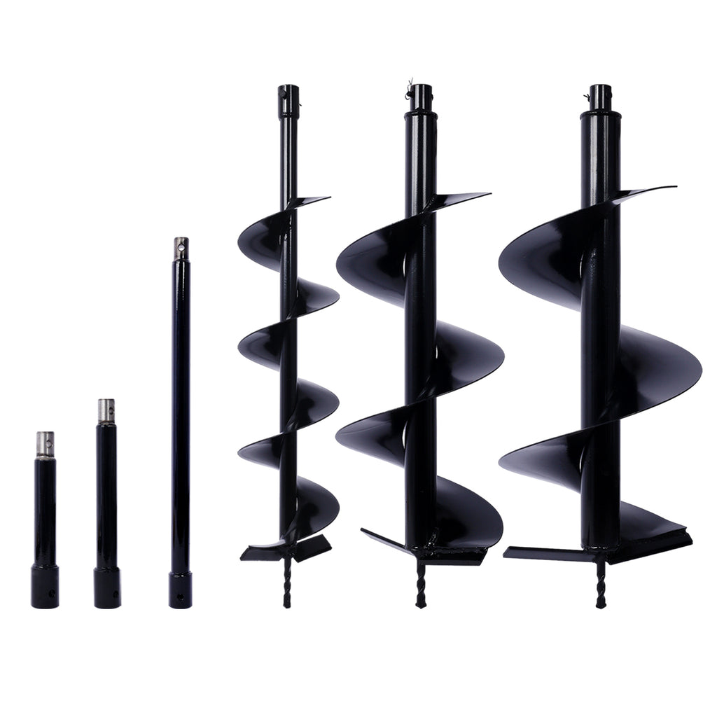 Auger Drill Bit for Planting Hole, Bulb Bedding Digging Post Hole Planting Tool for 3/4' Shaft Auger,Hole Digger Replacement Auger Bits Earth Auger Digging Bit 6IN+10IN+12IN+EXTENSION RODS