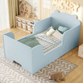 Toddler Floor Bed Frame, Cot Bed for Boys and Girls Ages 3-6, Bear Shape Toddler Bed, Blue