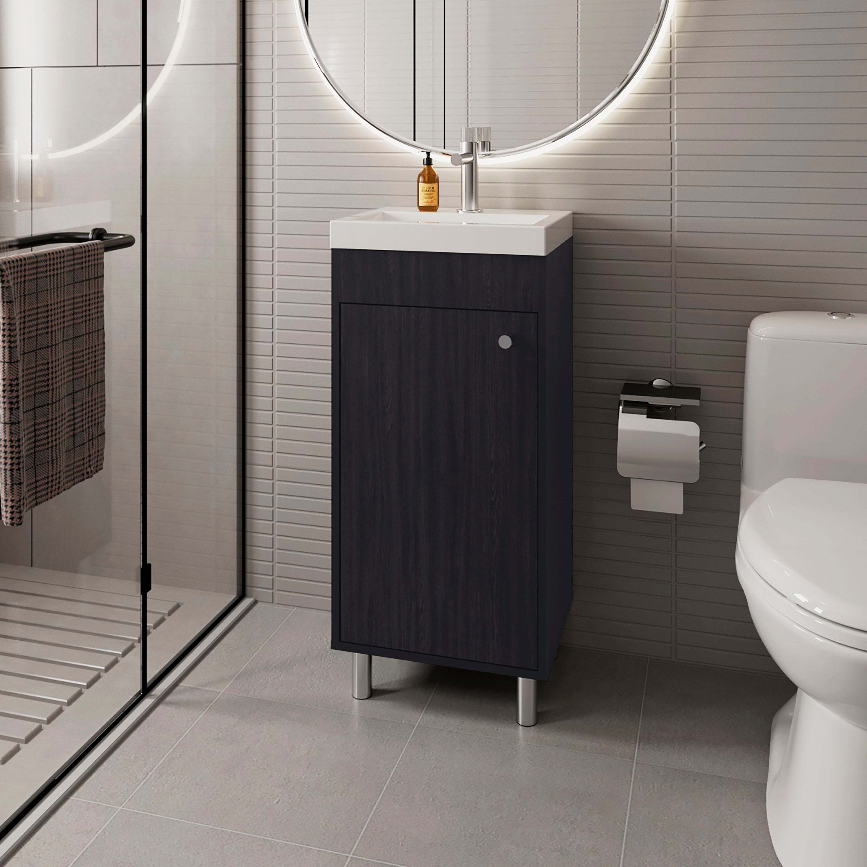 Wengue Bathroom Vanity with 1 Door and 2 Storage Shelf