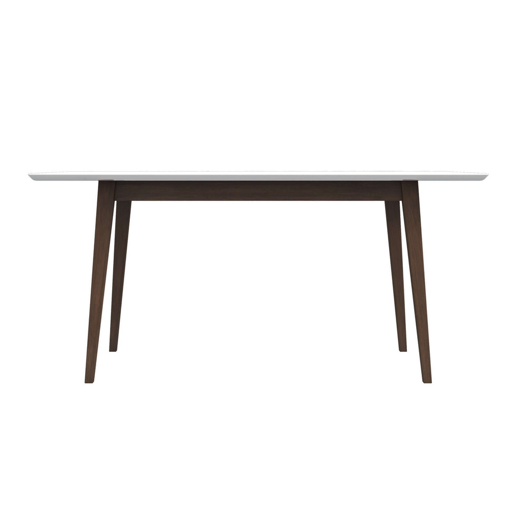 Levi Modern Style Solid Wood Rectangular Dining Kitchen Table Dark Brown White 47 Inches