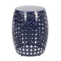 Modern Metal End Table - Elegant Navy Blue Iron Design with No Assembly Required