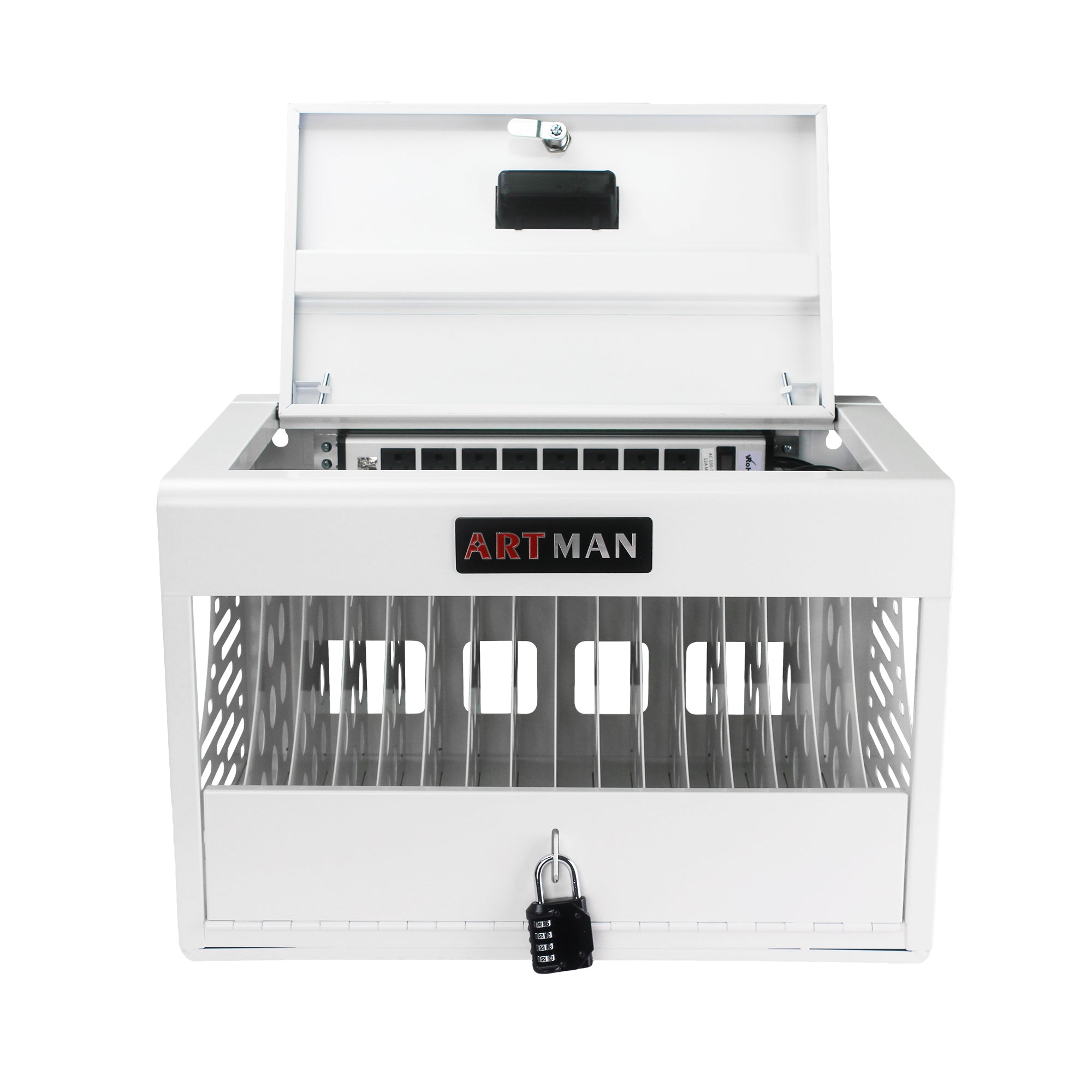 16 Bay Charging Cabinet for Laptop, Chromebook, Locking Charging Station-White