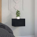 Boa Floating Nightstand , End Table, Side Table Wall-Mounted Single Drawer Design with Handle- Black - Bedroom