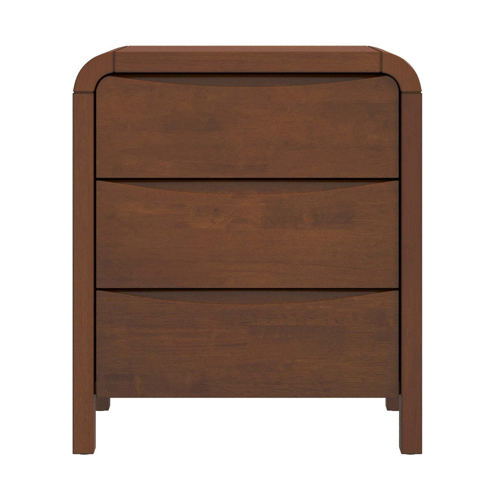 Lionel Mid Century Modern Solid Wood 3-Drawer Nightstand in Brown 23.6'H x 20.4'W x 15.7'D for Bedroom, Hallway, Entryway, Closet