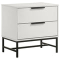 Yountville White 2-Drawer Nightstand with Black Accents, White Finish, Particle Board+MDF, 23.5in H x 23.5in W x 15.25in D