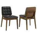 Black and Natural Walnut Tufted Back Dining Chairs Set of 2 with Tufted Upholstered Seats and Tapered Legs