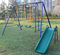 3 in 1 Swing Set With Belt Swing, Slide, Glider for Backyard