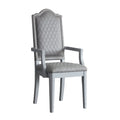 Two Tone Grey and Pearl Grey Upholstered Back Arm Chairs (Set of 2)