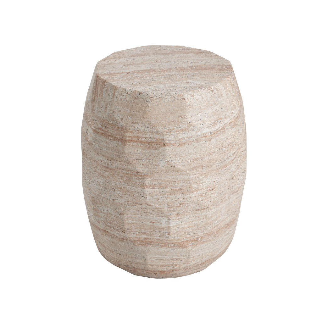 Travertine Finish Lightweight Concrete Side Table for Indoor/Outdoor Use